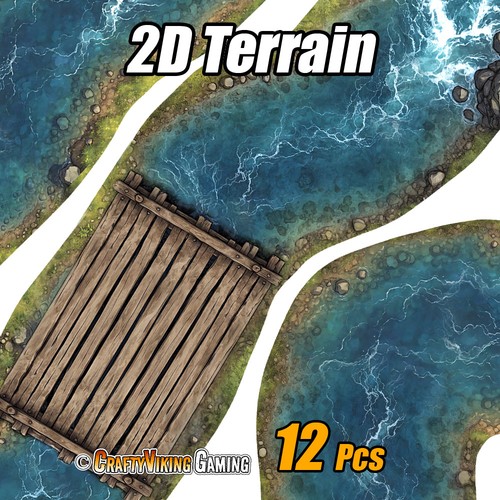 Terrain river bridge - bridge, set